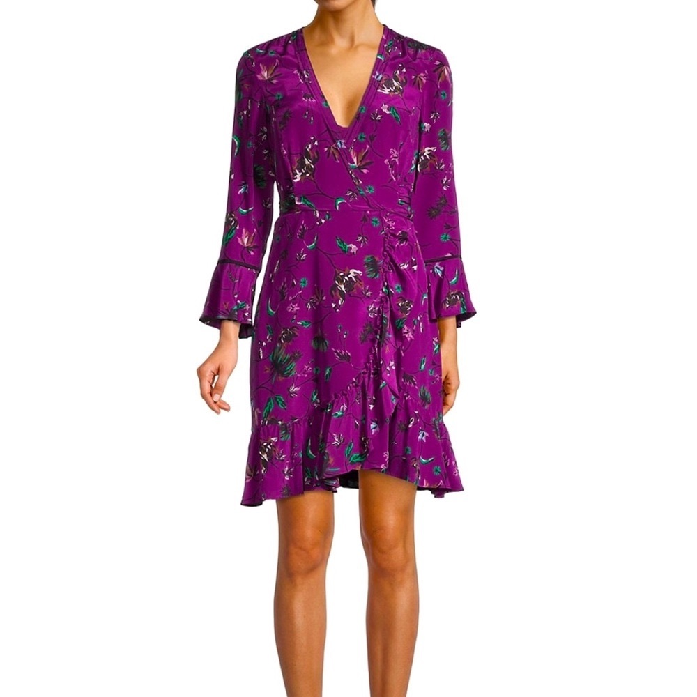 NWT ✨ Tanya Taylor Vines Print Faux Wrap Silk Dress